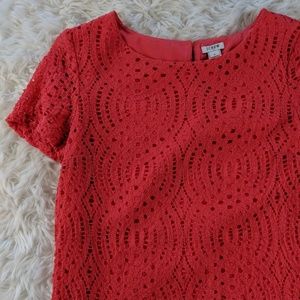 Coral J Crew Lace T-shirt Size 8